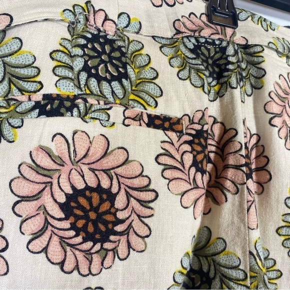 Loft women's size 10 floral linen blend tie waist flat front summer shorts - Picture 5 of 8